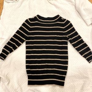 J. Crew 100% Cashmere 3/4 sleeve Sweater | Black & Tan | Small or XS